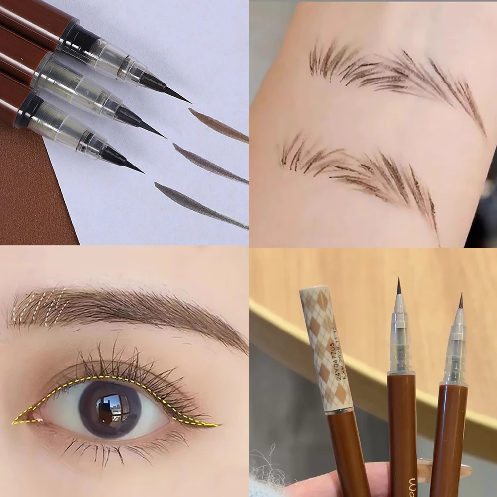 Vloeibaar wenkbrauwpotlood Waterdicht Blijvende eyeliner Liggende zijderupspen Bruin grijs Ultrafijne wenkbrauw tattoo-pen Make-up cosmetica