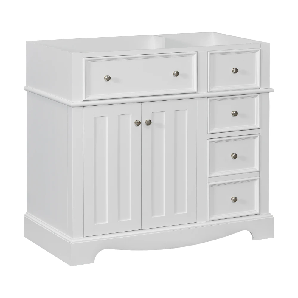 36'' Bathroom Vanity with Resin Sink Combo, Solid Wood Frame Bathroom Storage Cabinet, Freestanding Vanity Set with 3 Drawers