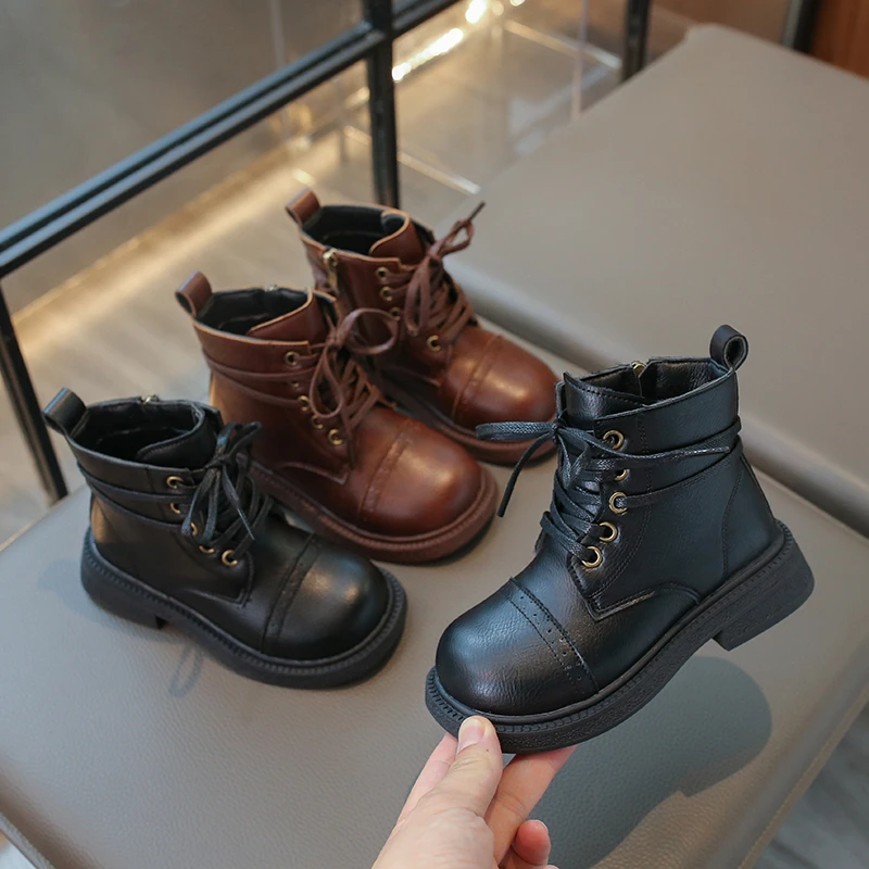 Little Girls Platform Ankle Boots 2026 New Winter Kids Breathable Lining Boots Non-slip Simple Versatile Outdoor Riding Boots