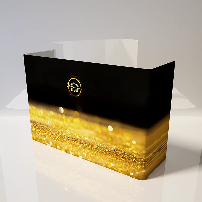 واجهة حدث DJ من قماش التوتر، لوحة أمامية مطبوعة حسب الطلب، حامل عرض واجهة DJ على شكل حرف U