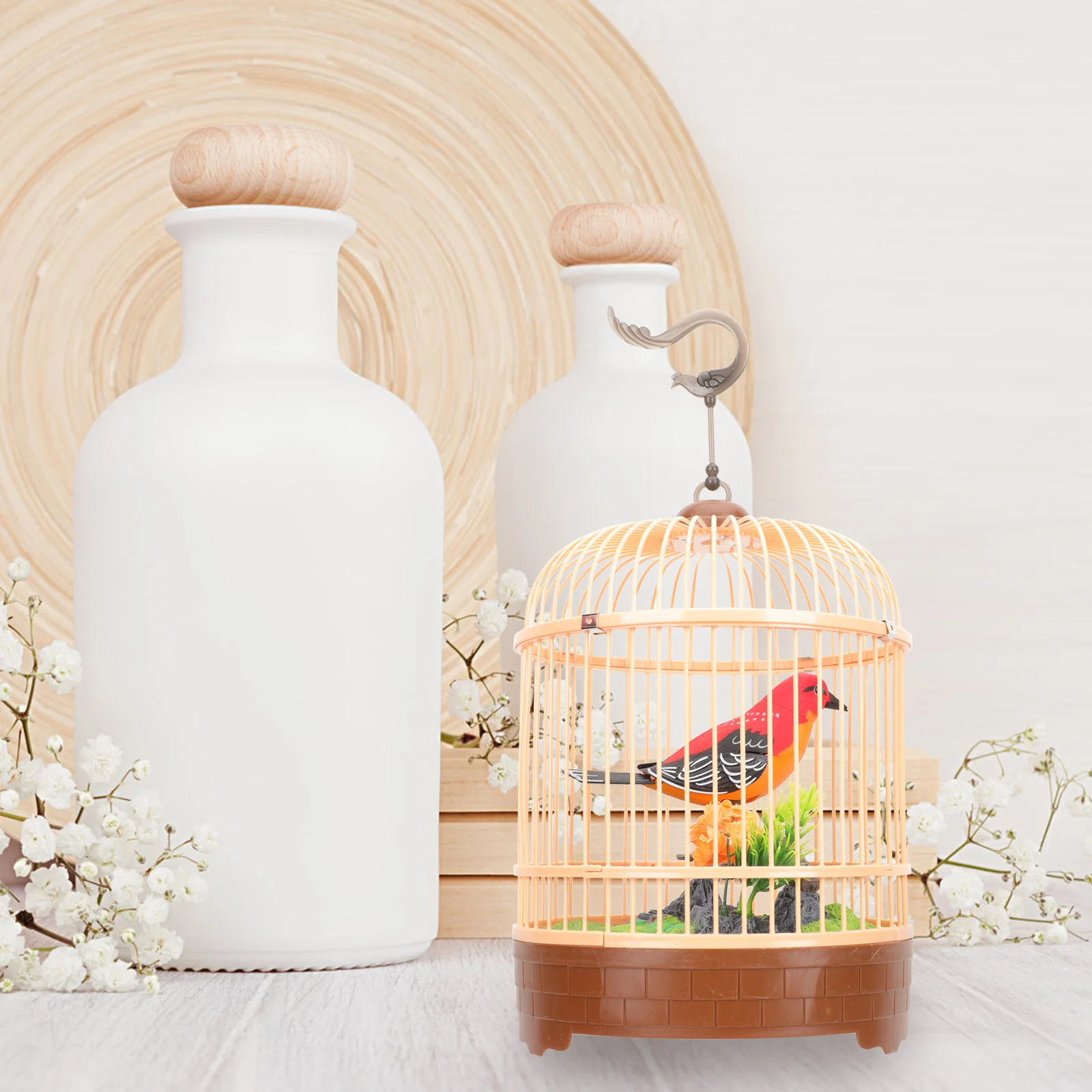 Non-deformable Toy Simulation Chirping Bird Electric Cage Decorate Funny Acoustic Interactive Singing Plastic