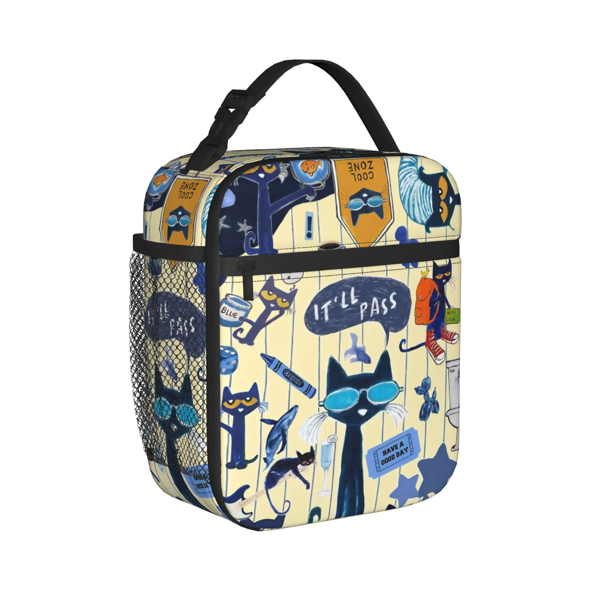 Petes Cartoon Cats Insulated Lunch Bag Large  Reusable Cooler Bag Lunch Box Tote College  Picnic Bento Pouch