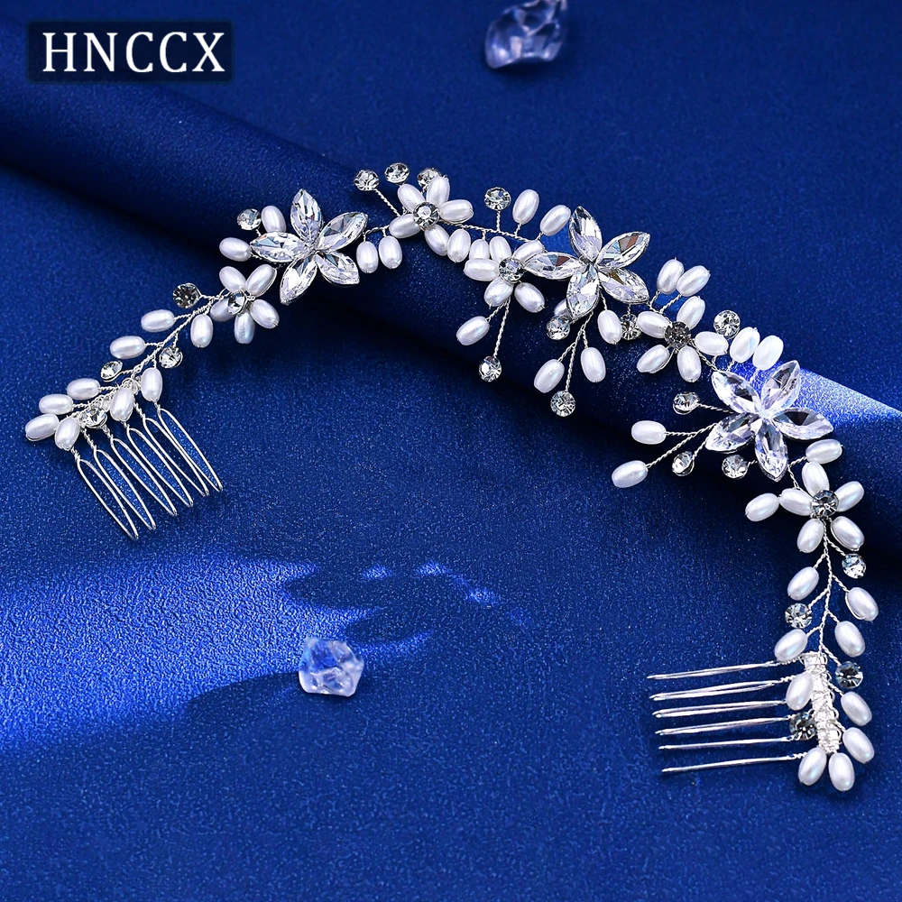 HNCCX Rhinestone Pearl Both Sides Hair Comb Bridal Wedding Accessories Bridesmaids Side Comb Hair Piece Girls Headwear CP128