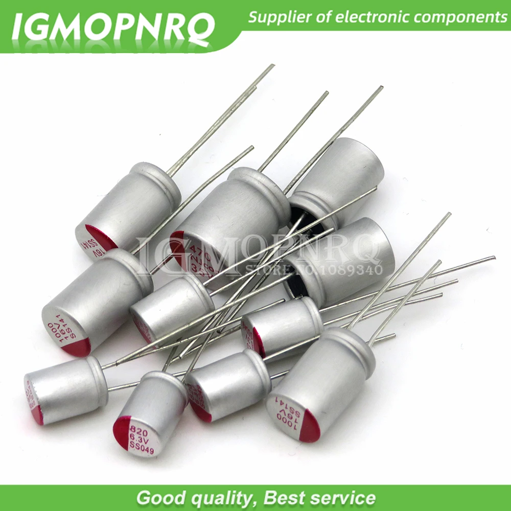 5-10PCS 6.3V 10V 16V 25V 35V 50V 100UF DIP Solid Electrolytic Capacitor 150UF 220UF 270UF 330UF 470UF 560UF 680UF 820UF 1000UF