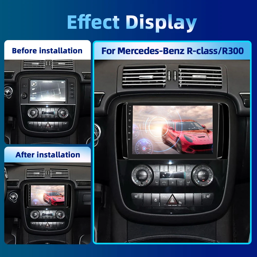 Podofo 9'' 2Din Car Radio For Mercedes-Benz R-class 2006-2014/R300 2006-2014/R350 2006-2014 Automotive Multimedia Carplay Auto