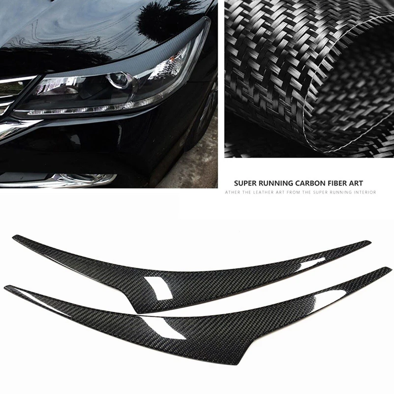 

For Honda Accord 9Th 2013-2015 Real Carbon Fiber Front Headlight Lamp Cover Strip Eyebrow Trim Sticker