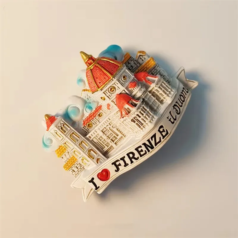 إيطاليا، فلورنسا، كاتدرائية فلورنسا، مجسمة ثلاثية الأبعاد، هدايا تذكارية للسياحة، لوحة من الراتنج، ديكور منزلي، مغناطيس الثلاجة #3