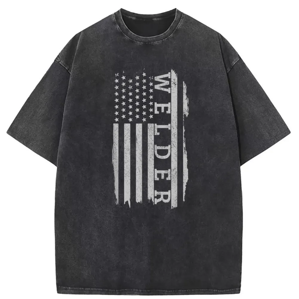 

Men Welder American Flag Retro T-shirts Summer/Autumn Fashion Printed Long Sleeve Man Sweatshirts Simple Style T Shirts