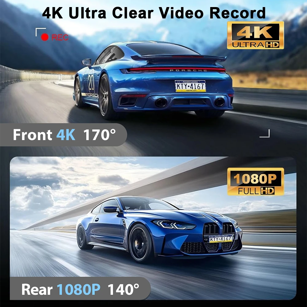 Soam 4K WiFi Dash Cam Mini CAR DVR Front and Rear Dual Lens With 1080P Black Box Room Night Vision Camera Parking Monitor - view 4