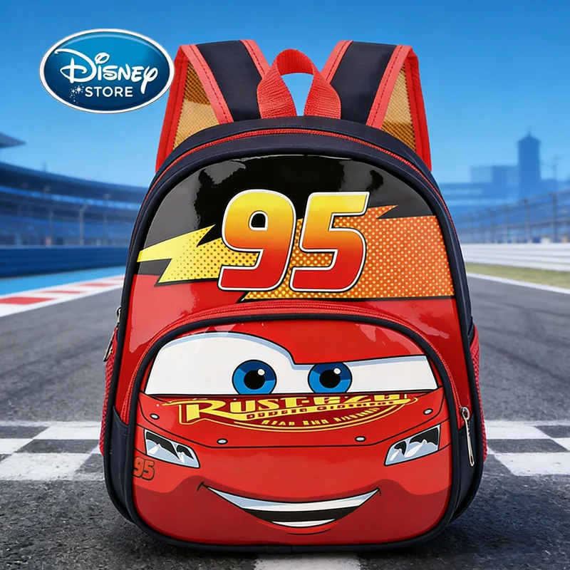 

Disney Cars Lightning McQueen Kids Backpack -3D 95 Racing Design Preschool School Bag With Padded Straps (Ages 3+) Birthday Gift