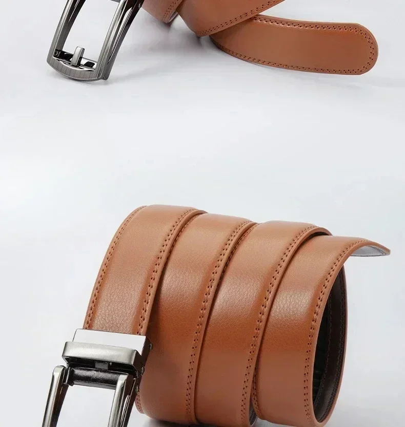 2025, Ledergürtel für Herren und Damen, 3,5 cm, mit hochwertiger Legierung, automatischer Schnalle, Unisex, klassische Business-Gürtel für Jeans – Detail 6