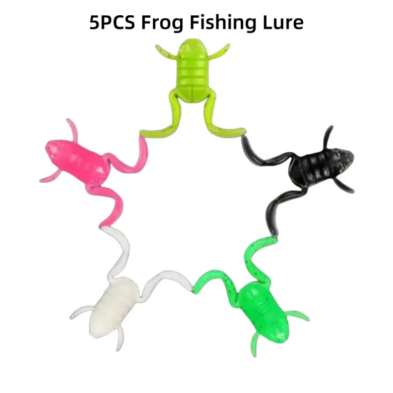 5PCS Pedal Frog Fishing Soft Bait Luya Float Water Bait Appearance Simulation Easy to Hook Anti-tear Bass Blackfish Favorite