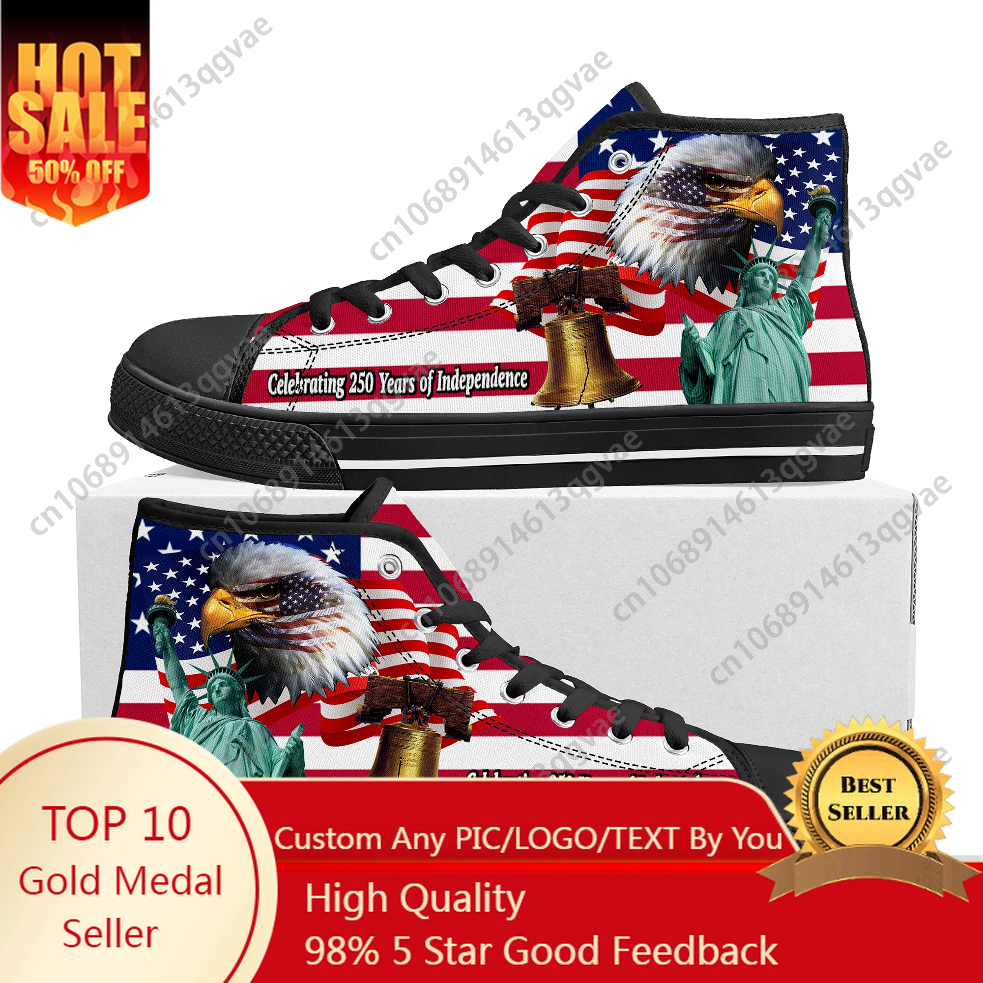 

America 250 Anniversary High Top High Quality Sneakers Mens Womens Teenager Canvas Sneaker Custom Made Couple Shoes