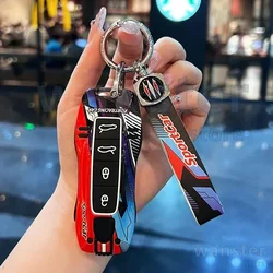 3 4 Bottons Racing Style Metal Car Key Case Fob Cover for Porsche Boxster Cayman Panamera Cayenne Macan 718 911 Taycan