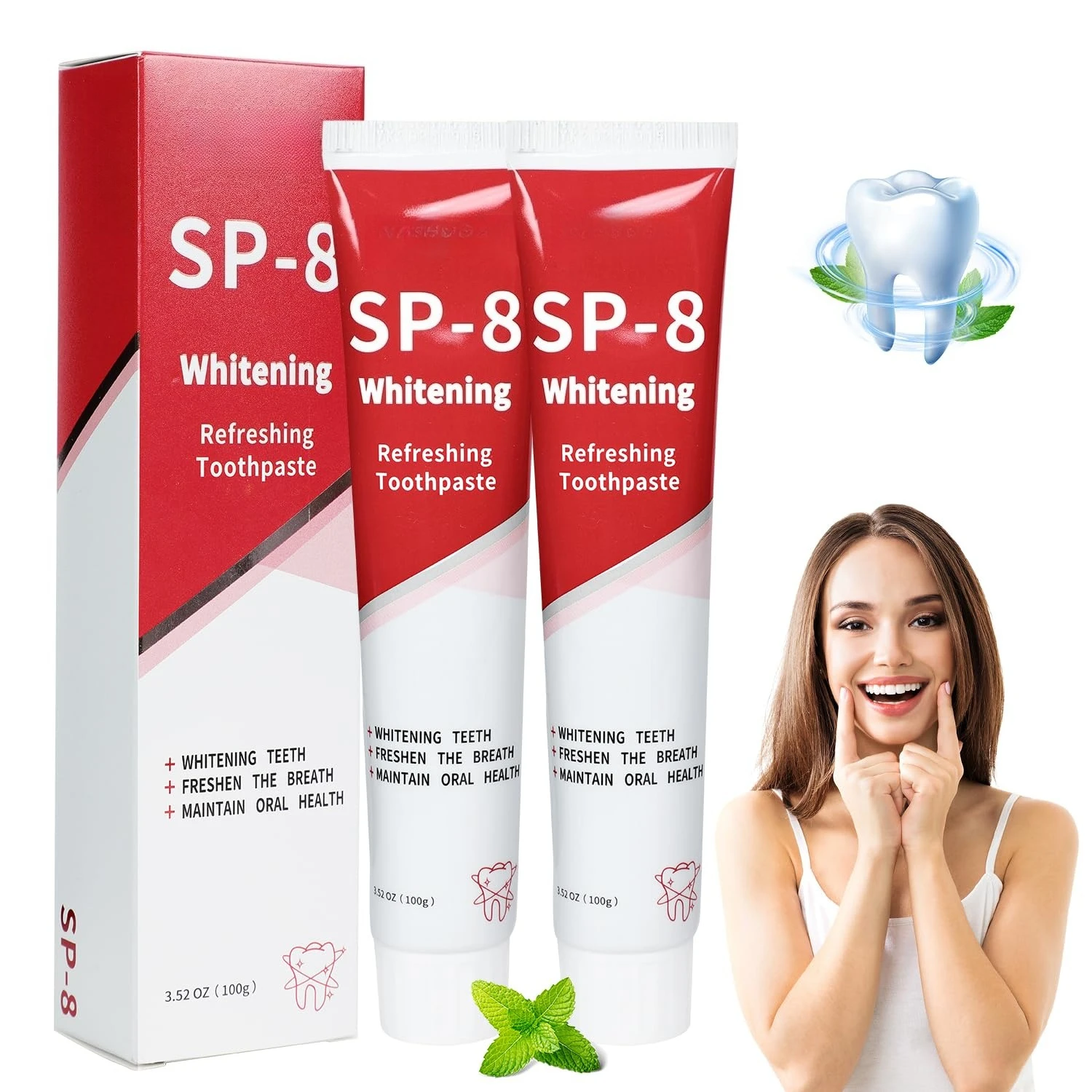 SP-8 Probiotische Ultra-Weißmacher-Zahnpasta, SP8 Zahnpasta für Frischen Atem, Tiefenreinigungspflege