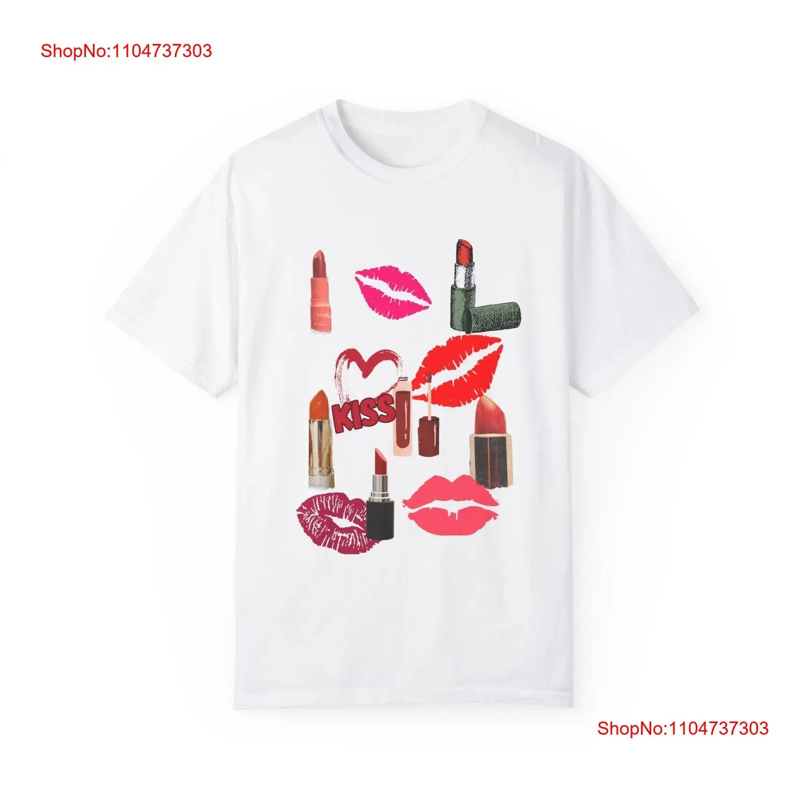 Camiseta con lápiz labial y besos, Top unisex suave lavado vintage para uso diario, ropa de diseñador gráfico, cómoda e informal