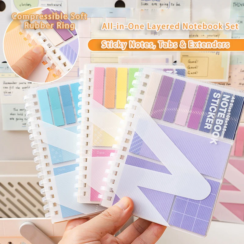 Haftnotizen-Set, erweiterbar, abnehmbar, Notizblöcke, für Studenten, Must-Have, Kawaii-Stil, Pinnwand, Notizblock, Tagebuch, Planer, Zubehör