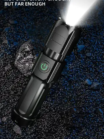 LED Camping Torch Flashlight High Power Rechargeable USB Spotlight Zoom Lantern Built-in Battery For Fishing Outdoor Waterproof