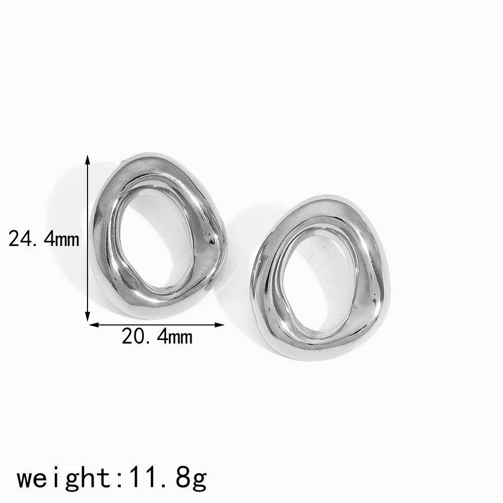 Minimalistische geometrische Ohrringe, goldfarben, aus Edelstahl, Damen, mit metallischer Struktur, auffälliger Schmuck. – Detail 6