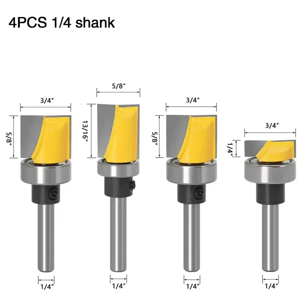 3PC/Set 1/4" 6.35MM 6MM Shank Milling Cutter Wood Carving 5 Bit Pattern/Template Woodworking cutter Tenon Cutter for Woodworking