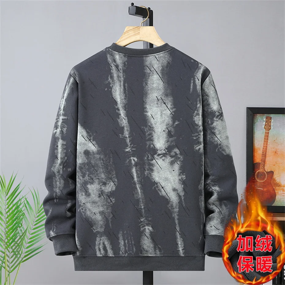 Vintage Tie-dye Sweatshirts Men 10XL Plus Size Sweatshirts Autumn Winter Fleece Pullover Fashion Casual Sweatshirt Big Size 10XL