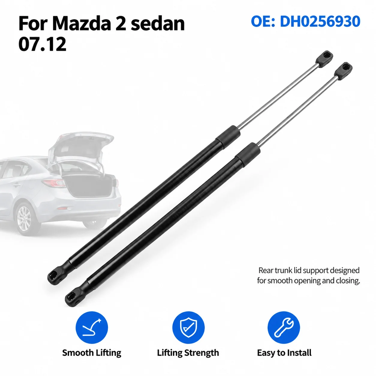 Precision Rust-Proof Lift Support for Mazda 2 Sedan 2007-2012 DH0256930 LH/RH Durable & Rust-Resistant Perfect Fit
