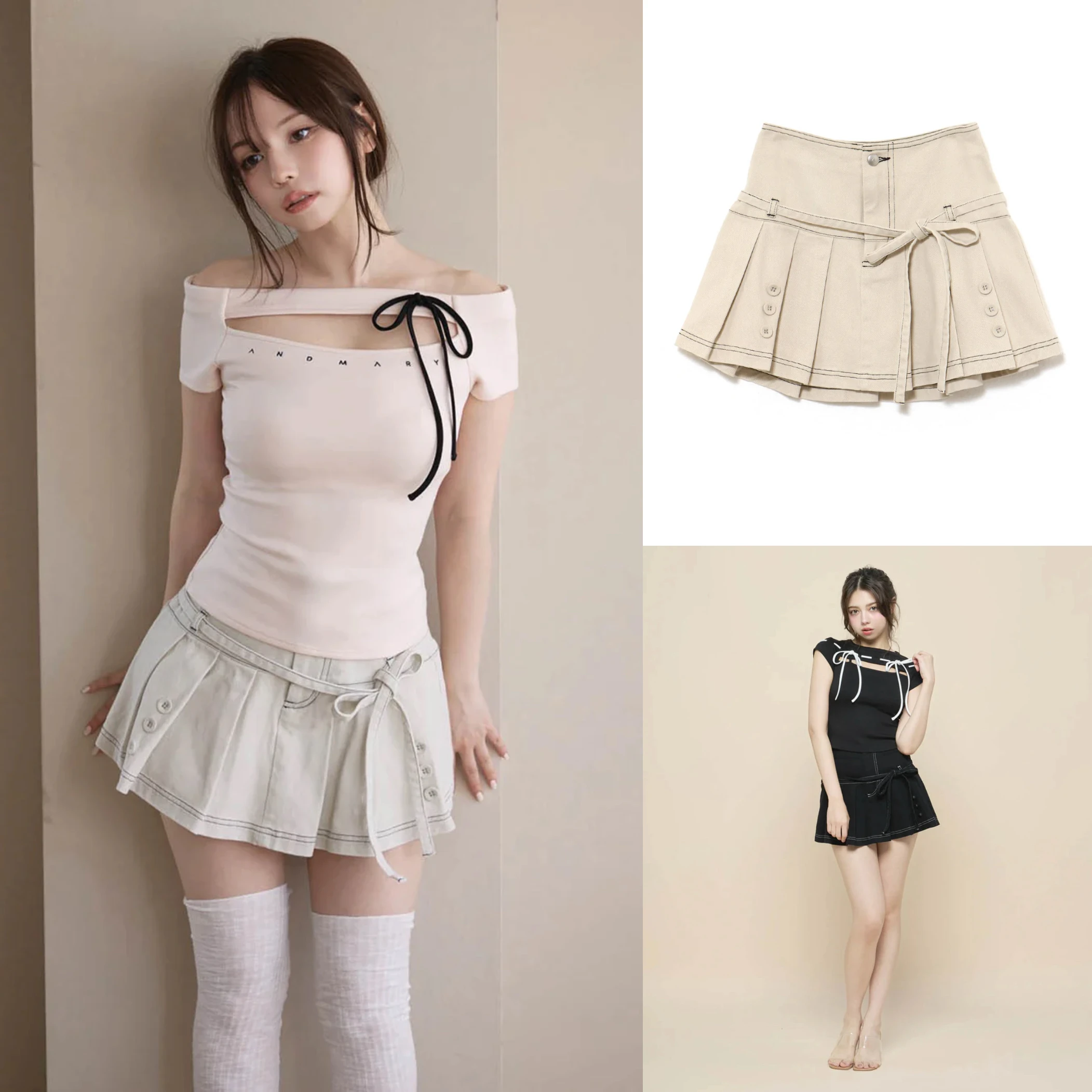 

Andmary Японская юбка трапециевидной формы с высокой талией Летний дизайн с вышивкой Джинсовые плиссированные юбки для тела