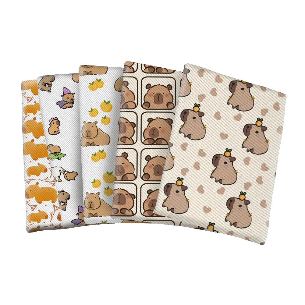 Capybara Cartoon Cute Pattern Printed Polyester Fabric Trill Fabric  Microfiber DIY Textile Sewing Cloth