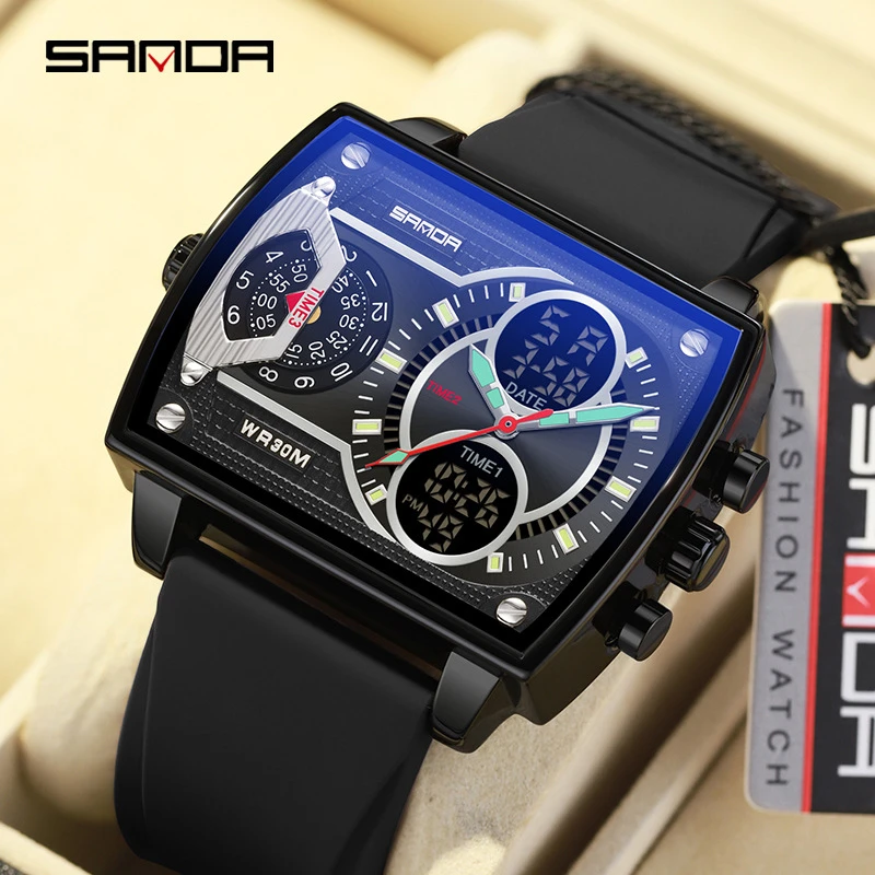 SANDA 6032 Digital Watch Men Military Army Sport Chronograph Quartz Wristwatch Original Classic Waterproof Male Electronic Clock