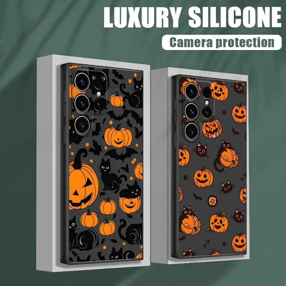 

Halloween Cat Pumpkin Bat Phone Case For Samsung Galaxy S25FE Cases S25 S24 S23 S21 Ultra S20 S24 FE S22 Plus A36 A56 A55 Cover
