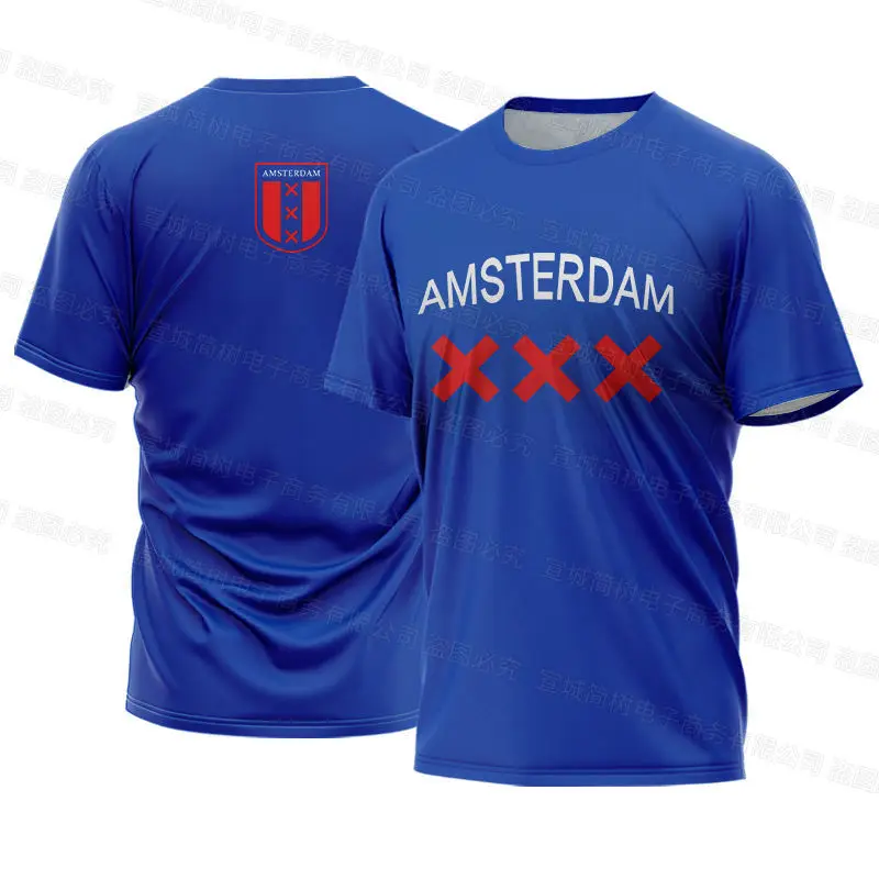 Amsterdam Men T-Shirt Dutch Street Trend Shirts Unisex Casual Crew Neck Short Sleeve Sports Tees Red 6xl