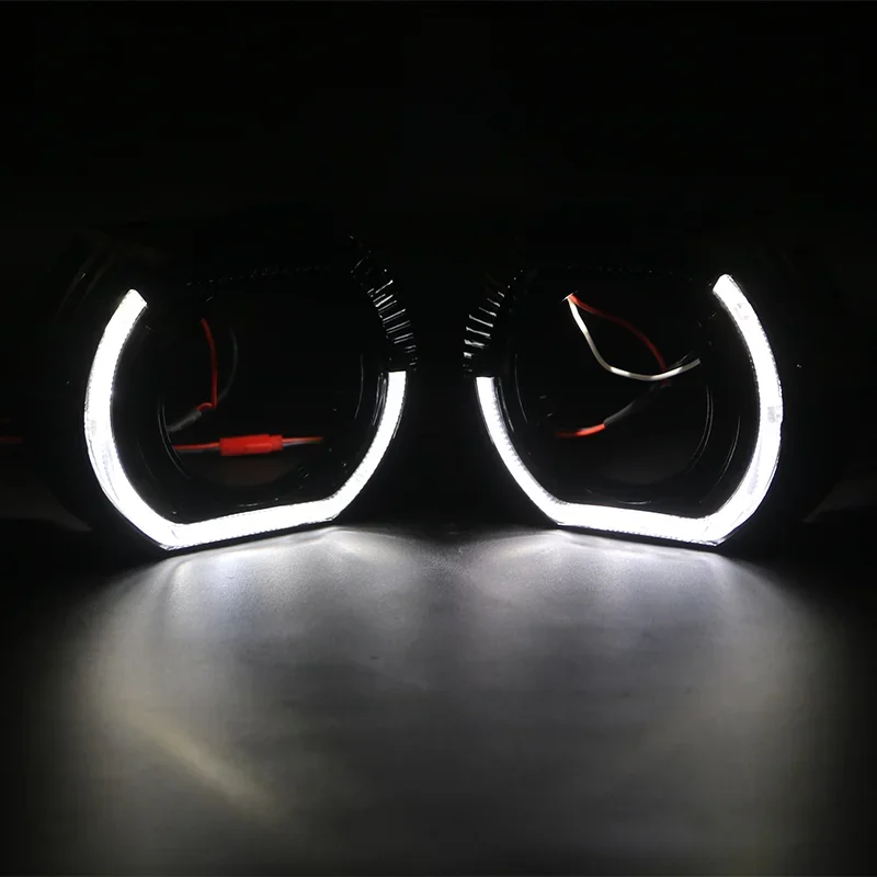 2 pcs 2.5 Inch 3 Inch Black Shrouds Cover LED Angel Eyes for Koito Q5 Hella Bixenon Hid Projector Lens Shell Car Headlight