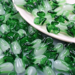 10pcs/Lot Glass Vegetable Green Chinese Cabbage Pendant Charm Diy Jewelry Making Beads Earrings Bracelets Handmade Accessories