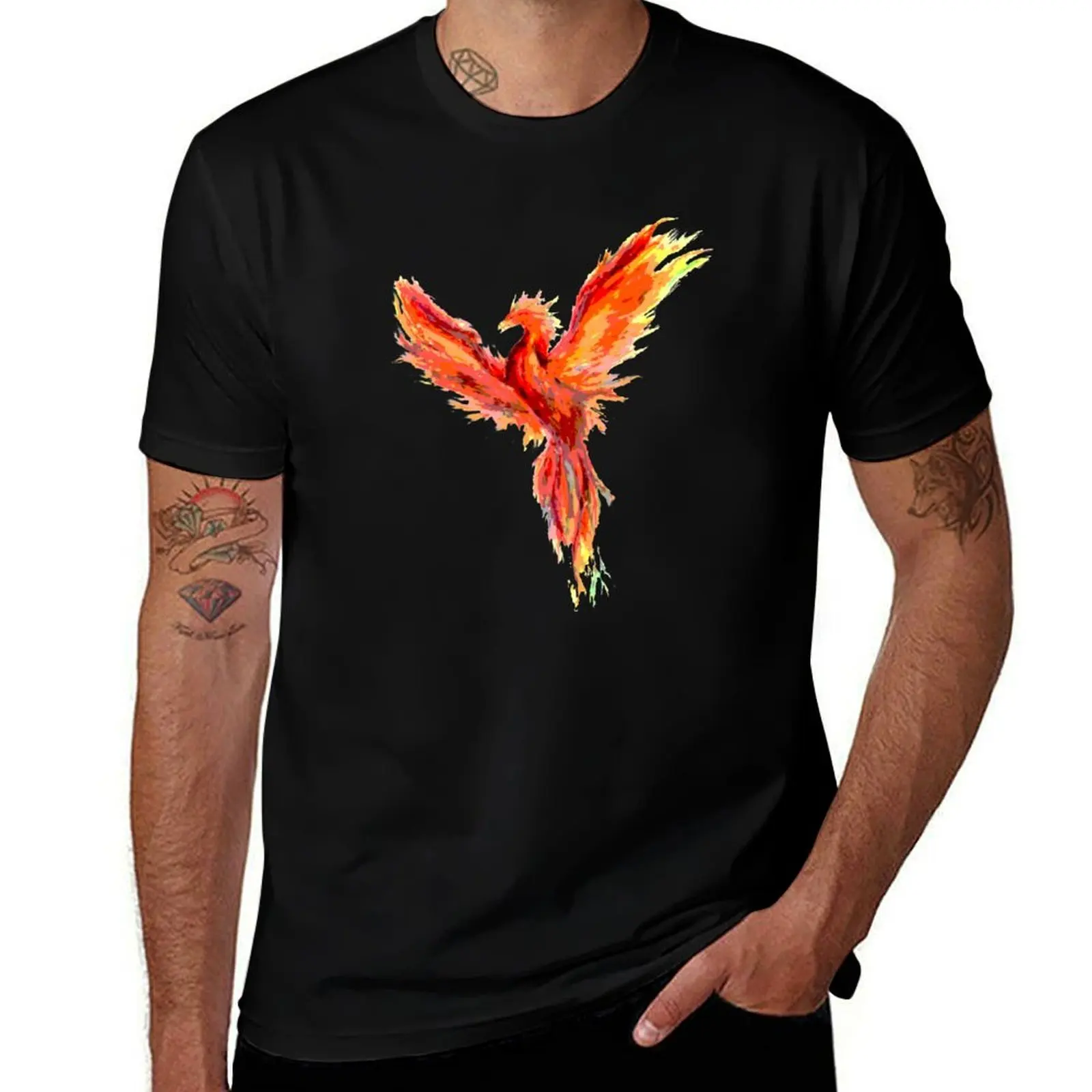 Posterized phoenix T-Shirt Casual Loose Short Sleeve Tee for Men T-Shirt