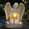 Outdoor Garden Solar Statue Light, Solar Angel Garden Statue Cemetery Decorations, Garden Resin Prayer Angel with Cross Statue Light, for Lawn Yard Patio Pathway Home Decor 1