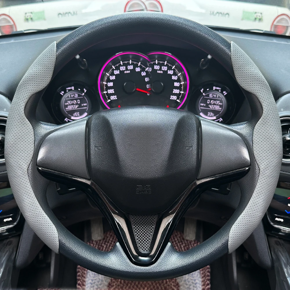 38 cm Auto Lenkrad Abdeckungen Booster Micro Faser Leder Auto Innen Dekorative Zubehör Universal Carbon Faser Aussehen – Detail 20