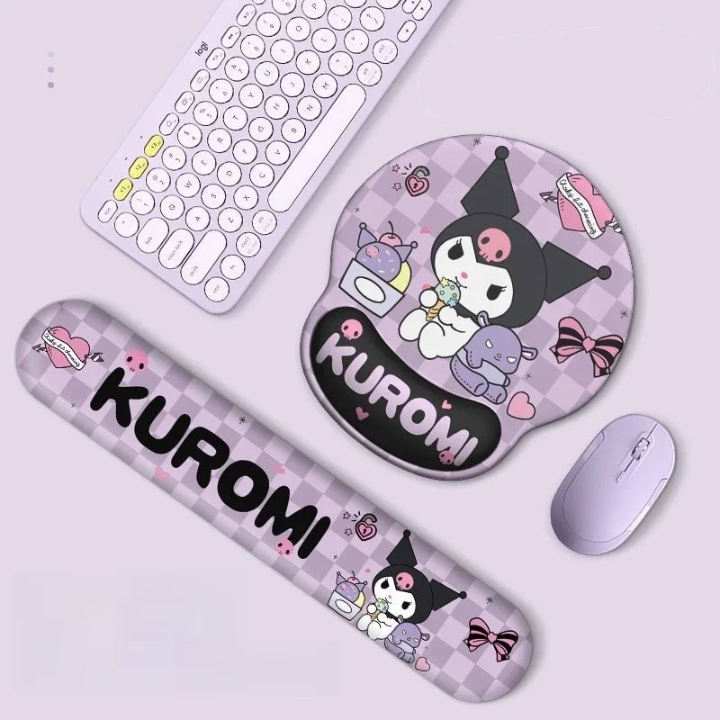 

Sanrio Kuromi коврик для мыши аниме Kawaii утолщенный нескользящий коврик для мыши Wrister компьютерная клавиатура ручной Kawaii настольный коврик украшение