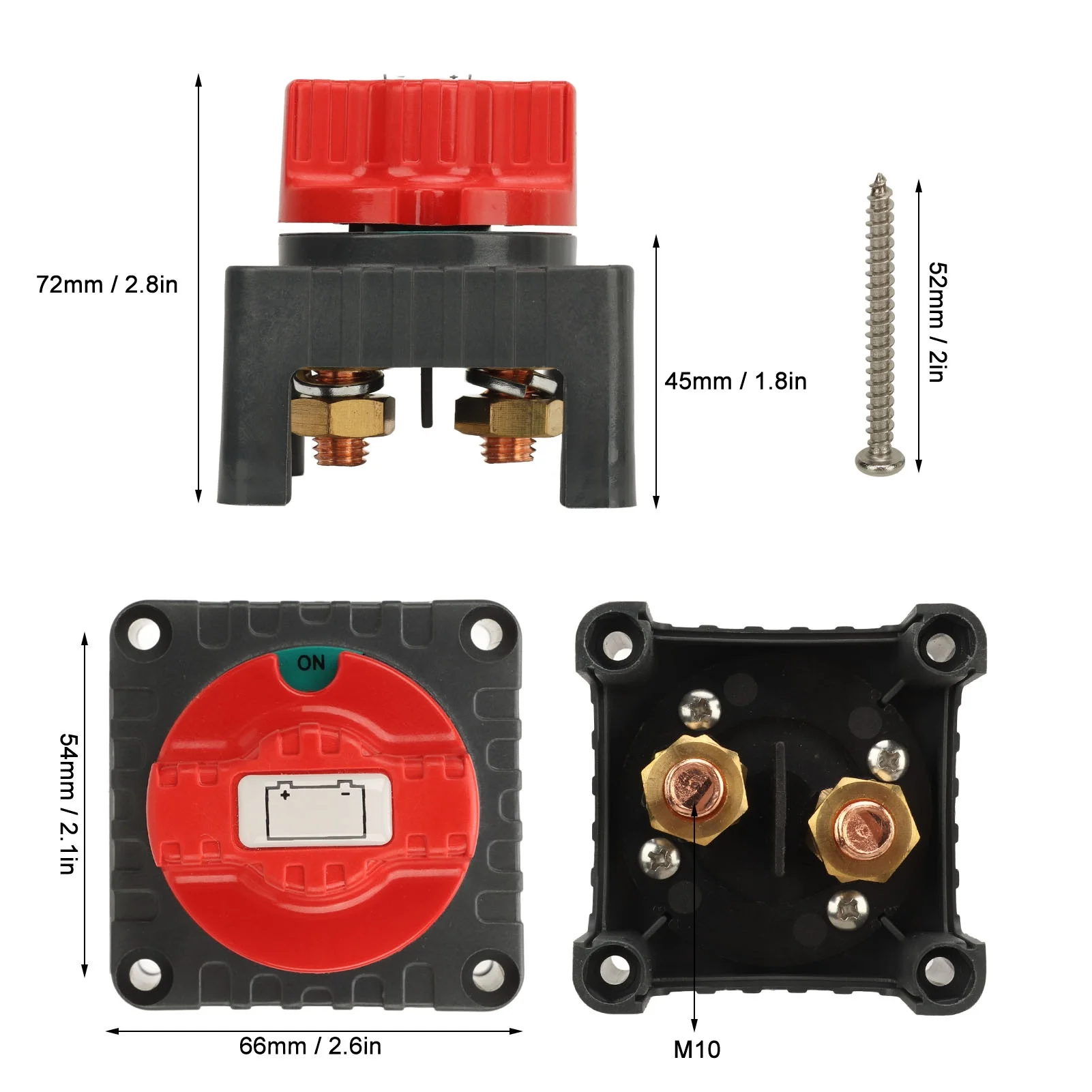 12‑48V 300A Battery Disconnect Switch On Off Position Marine Master Cut Off Switch Knob for Car Truck Yacht Retrofit