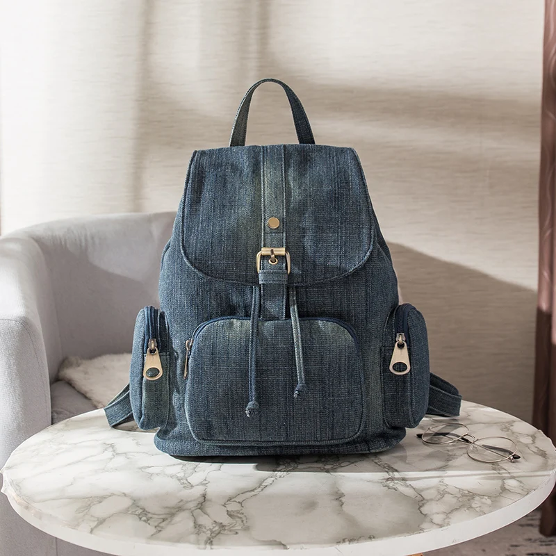 Denim Small Backpack for Teenage Girls New College Fashion Travel Shoulder Bag women Backpacks School Bags Mochila bagpack blue