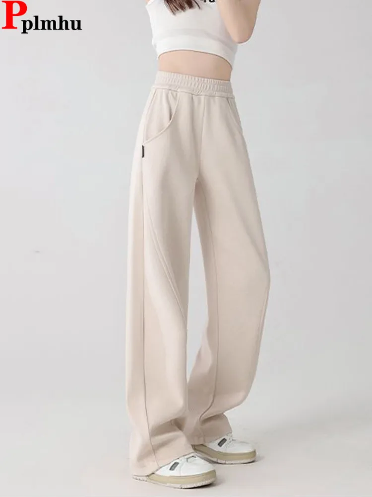 

Loose High Elastic Waist Wide Leg Pants Korea New Fashion Casual Pantalones Baggy Straight Sweatpants Women Vintage Spodnie