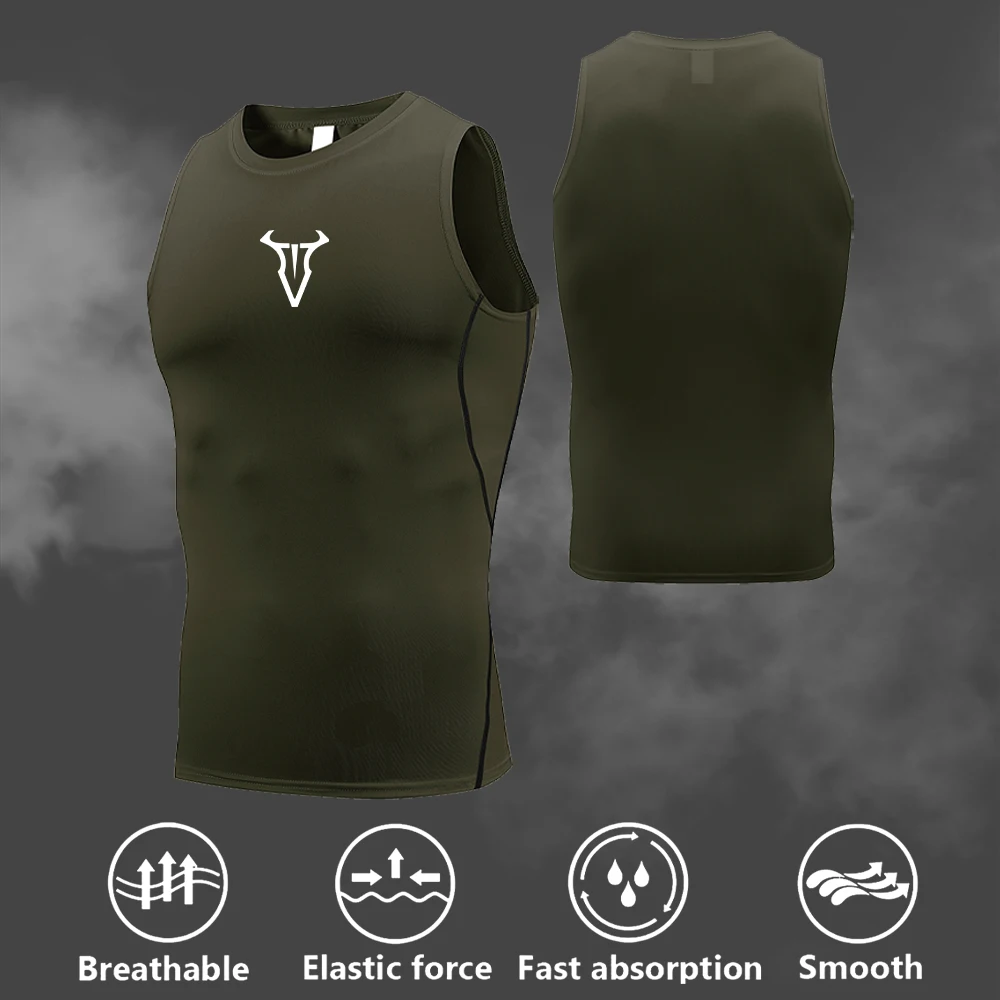 Men's Casual Quick Dry Sleeveless Vest With Simple Bull Head Print Summer Fitness Cycling Breathable Top 2026 New Arrival