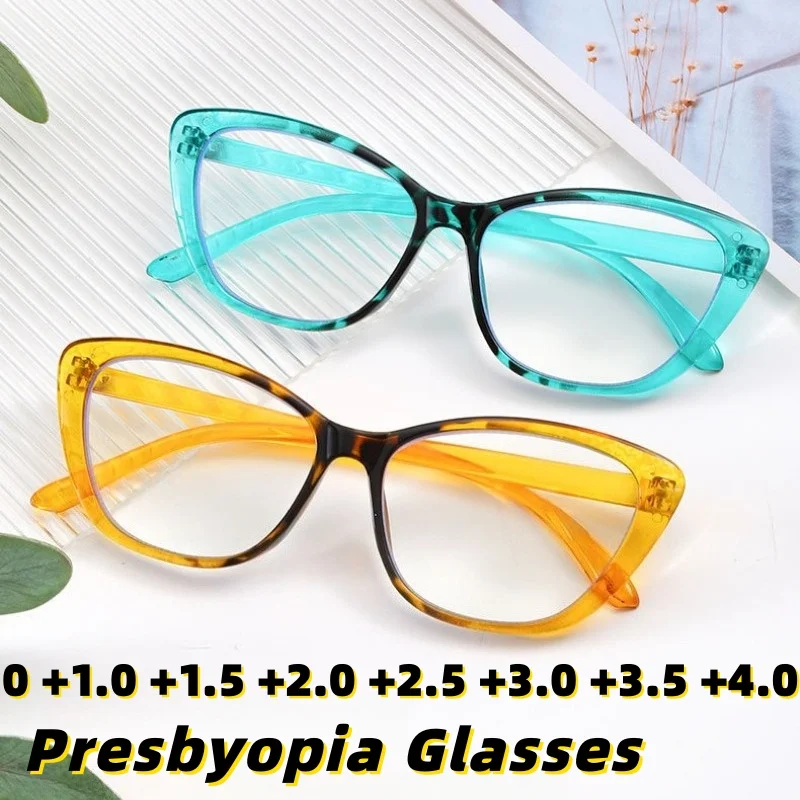 

New Fashionable Cat-Eye Anti-Blue Light Presbyopia Eyewear Large Frame Versatile High-Definition Reading Glasses Unisex
