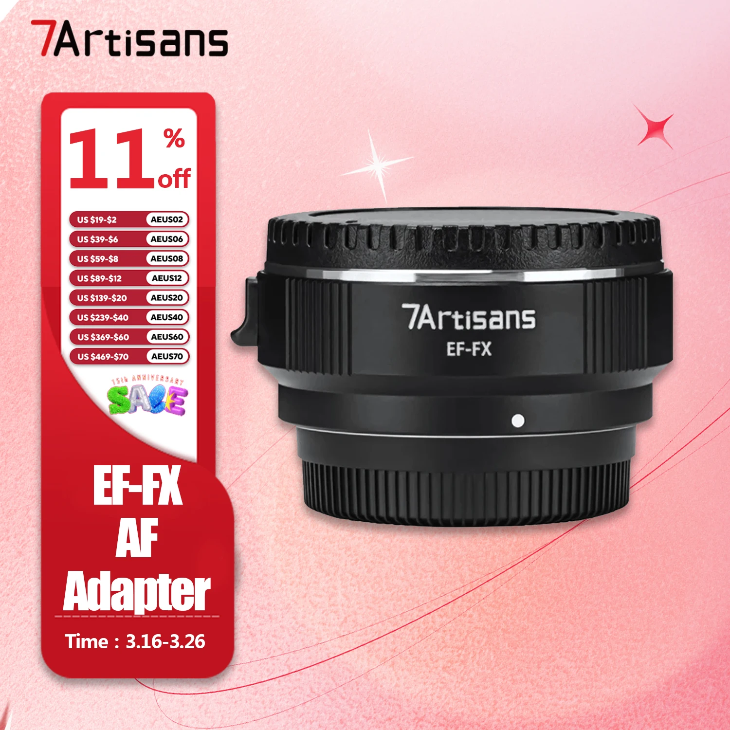 

7artisans EF-FX Autofocus Lens Adapter for Camera Photography Accessories for Canon EF to Fujifilm XF Mount XT-100 XT-30 XE4