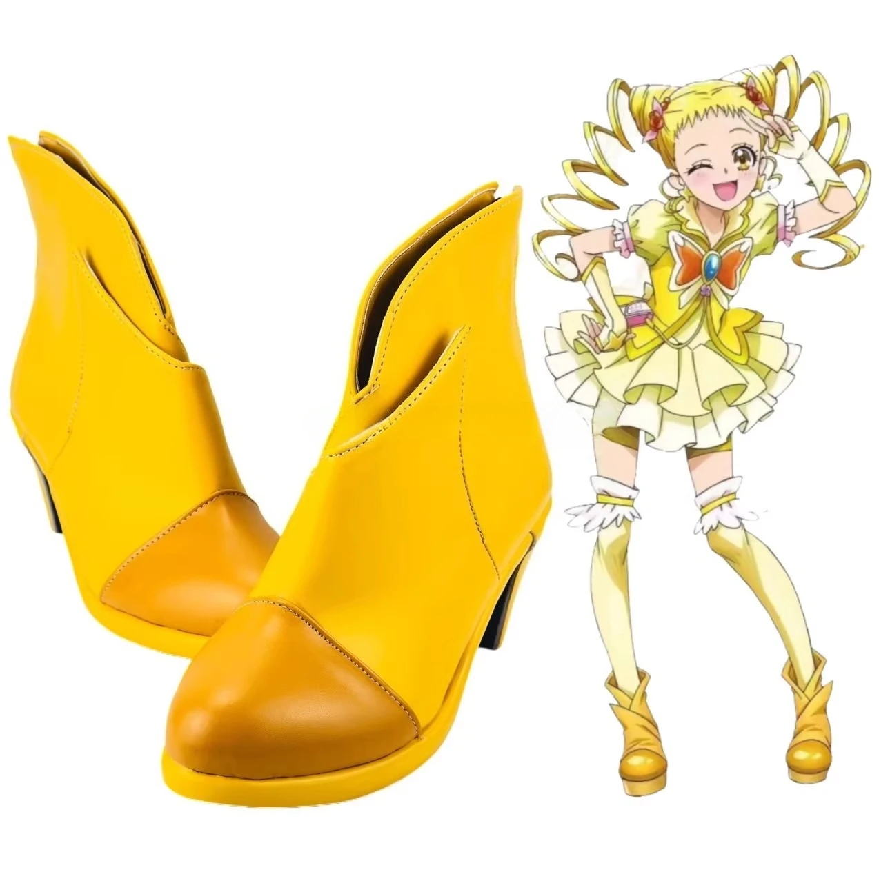 

Обувь для косплея Pretty Cure Kasugano Urara, желтые ботинки, изготовленные на заказ, любой размер