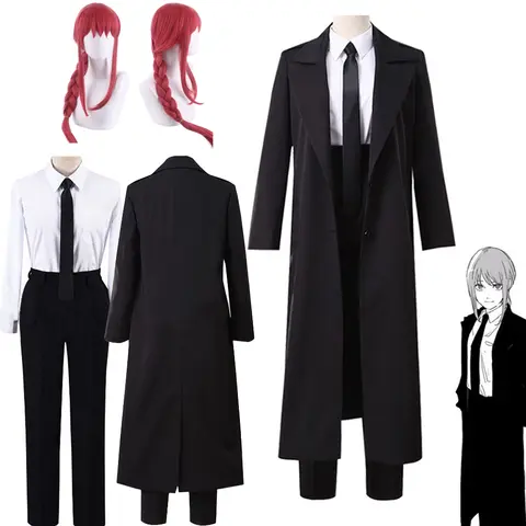 Anime Chain Saw Makima Cosplay Costumes Sawman Makima Cosplay For Men Women Suits Wigs Trench Shirt Tie Pants Halloween Uniform