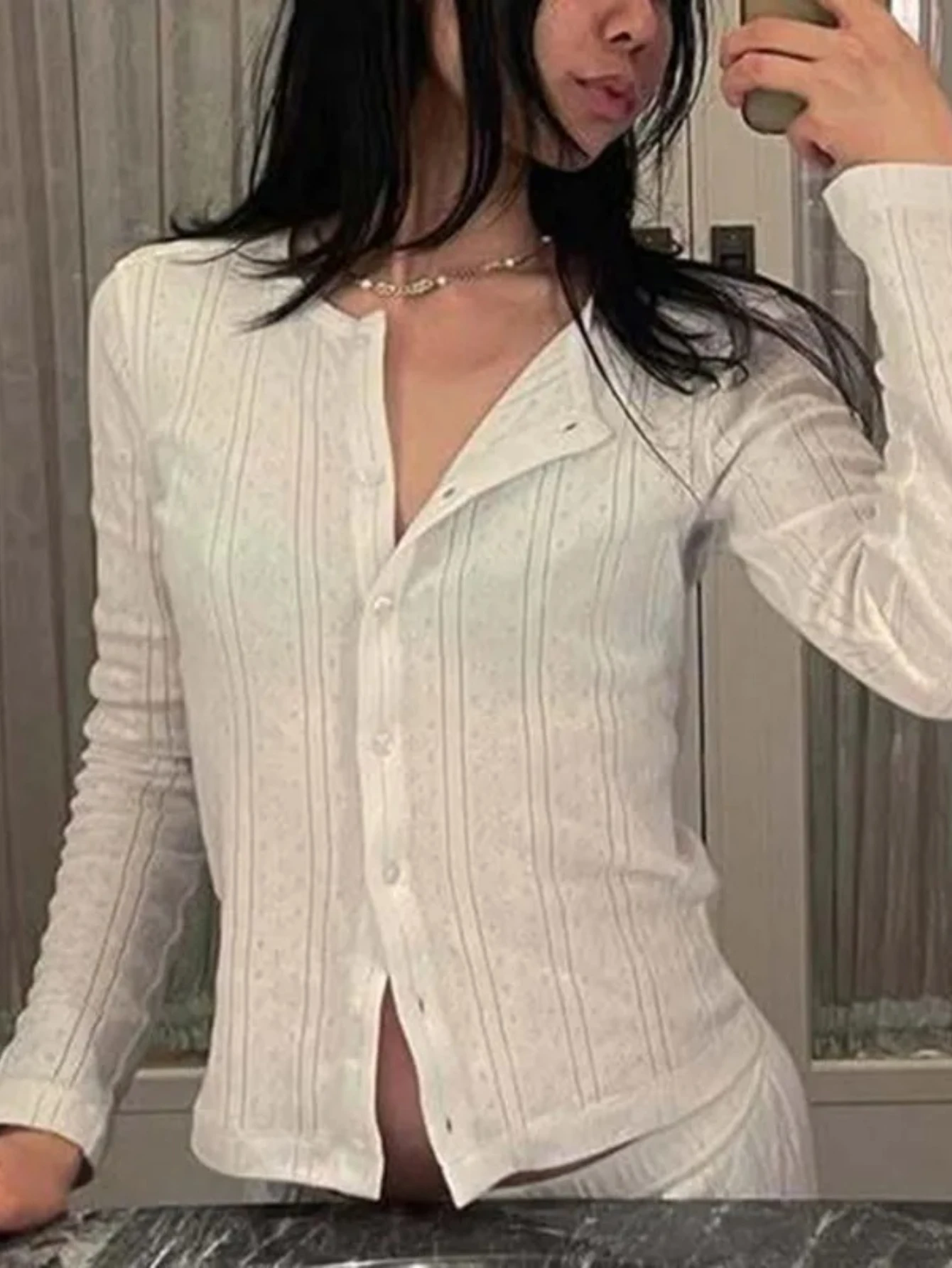 

Женский белый кардиган, сексуальный тонкий вязаный кардиган с высокой талией, осенний новый уличный лоскутный базовый женский топ