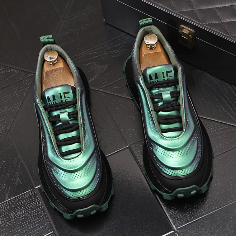 

Male trend fashion personality colorful casual shoes Korean version platform color matching versatile dad sports shoes