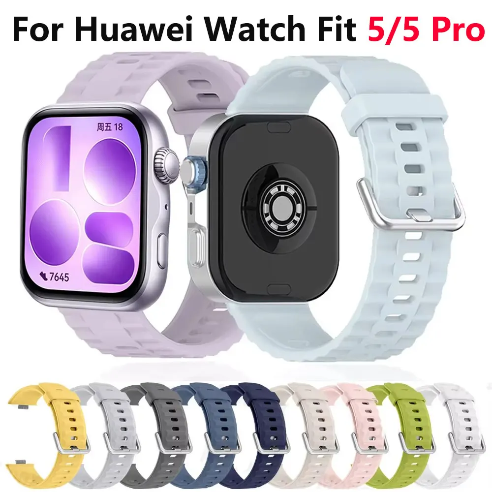 Pulseira de Silicone Original para Huawei Watch Fit 5 Pro - Correia de Substituição Esportiva para Huawei Watch Fit 5