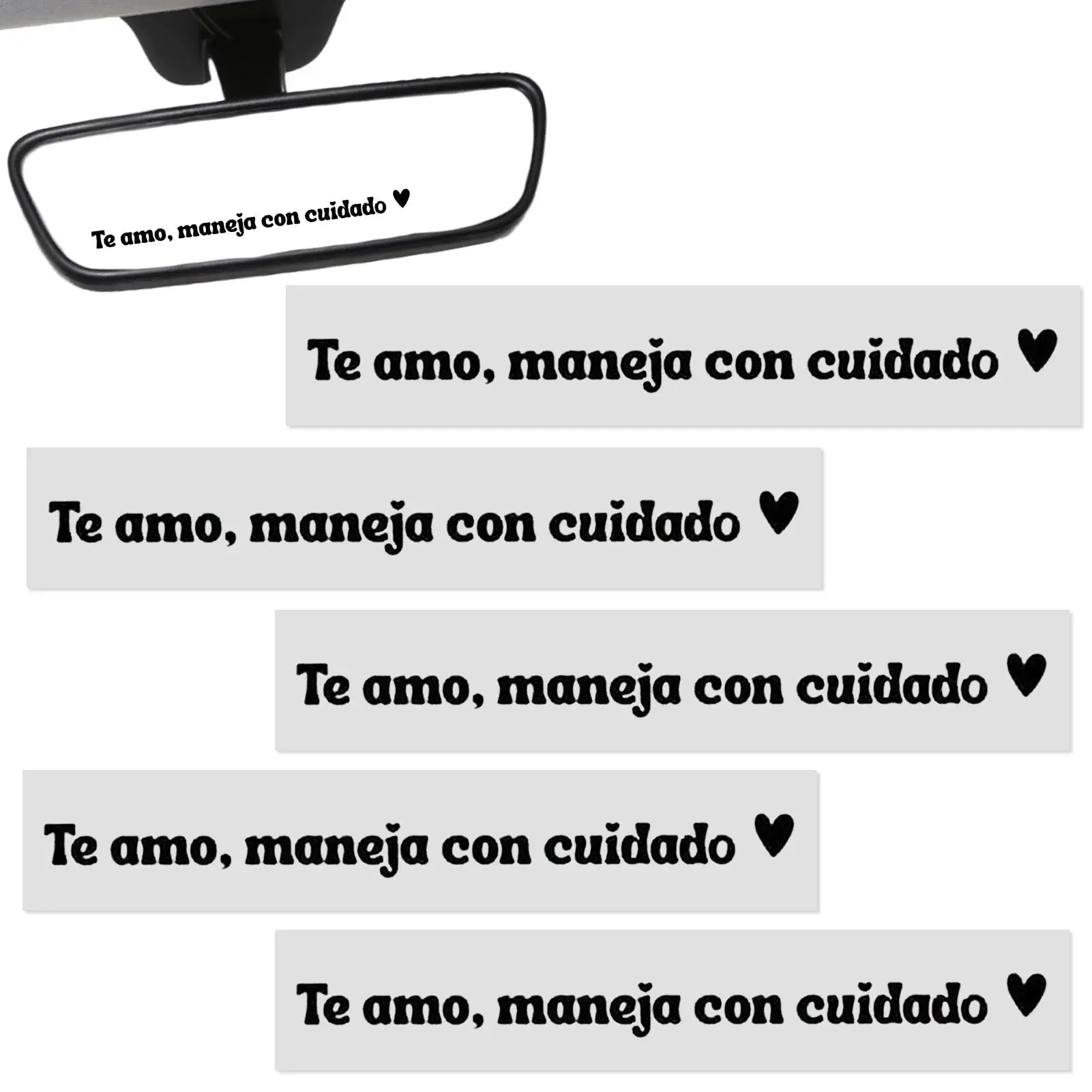 

4 Inch Car Window Rearview Mirror Decal 5 Pcs Spanish Motivational Mirror Decals Waterproof Decorative Cute Stickers Accessories