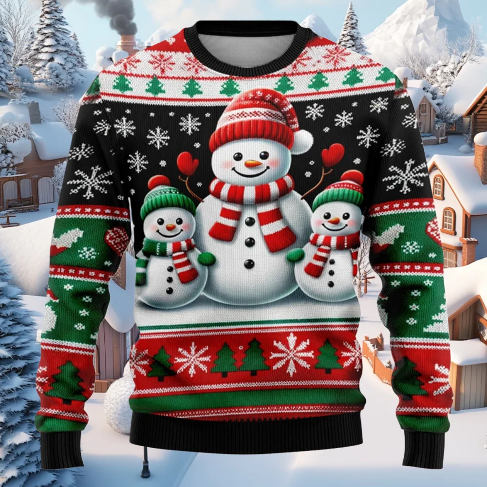 عيد الميلاد الرجال النساء البلوز 3D طباعة ثلج سانتا مطبوعة القبيح عيد الميلاد سترة للجنسين البلوز عطلة حزب قمم الموضة